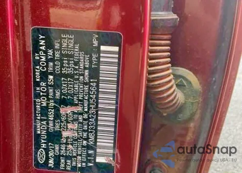 2017 Hyundai Tucson Limited z USA, uszkodzony, nr VIN KM8J33A23HU545641